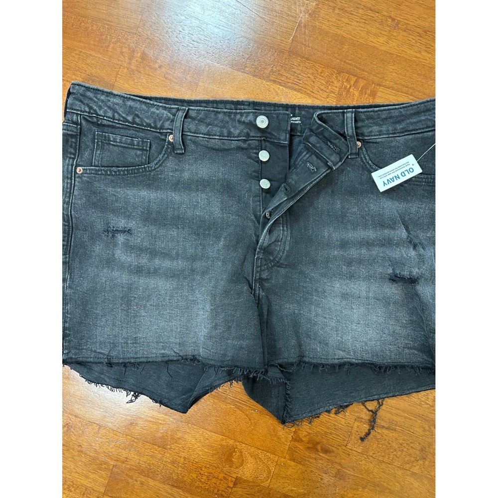 New Old Navy Denim Shorts Womens 18 Black OG Straight High Rise Cut Off